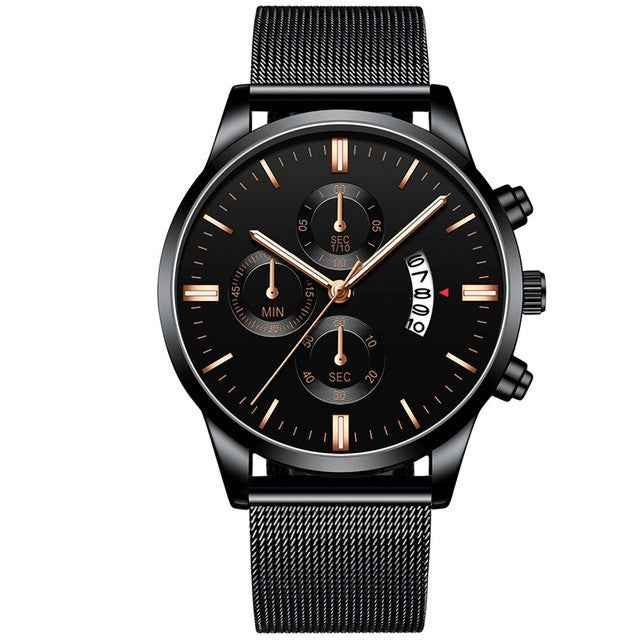 Men's Business Luxury Watches For Men Mesh Band Quartz Watch