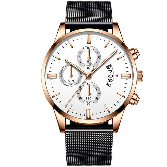 Men's Business Luxury Watches For Men Mesh Band Quartz Watch