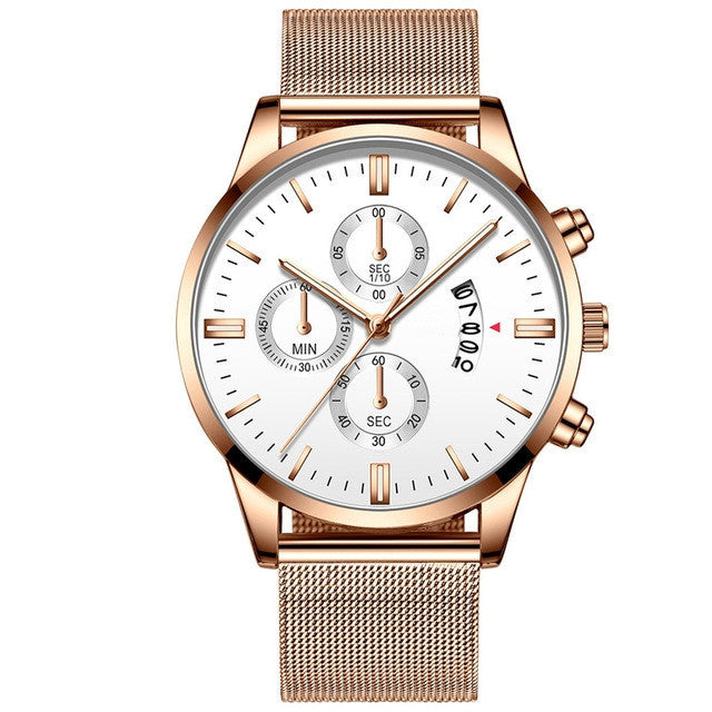 Men's Business Luxury Watches For Men Mesh Band Quartz Watch