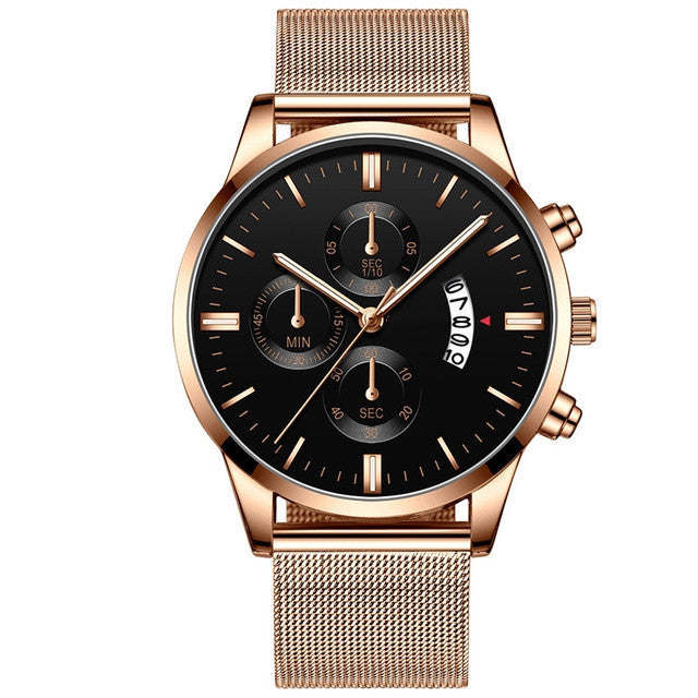 Men's Business Luxury Watches For Men Mesh Band Quartz Watch