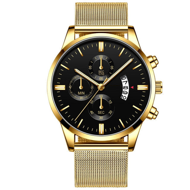 Men's Business Luxury Watches For Men Mesh Band Quartz Watch