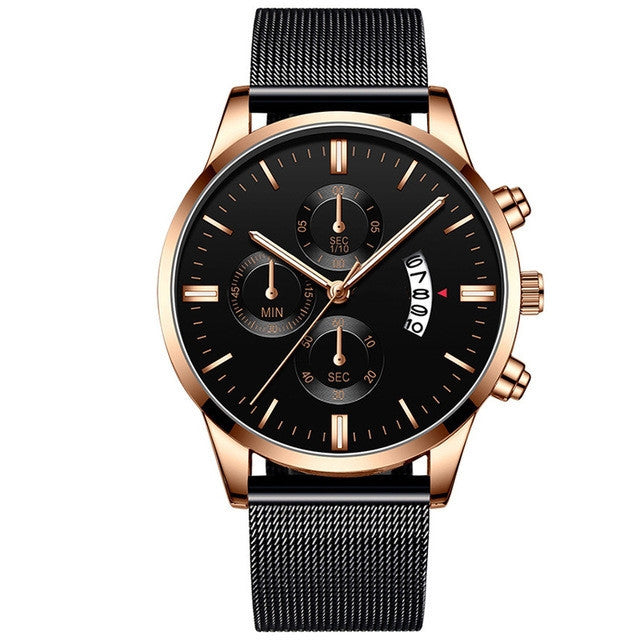 Men's Business Luxury Watches For Men Mesh Band Quartz Watch