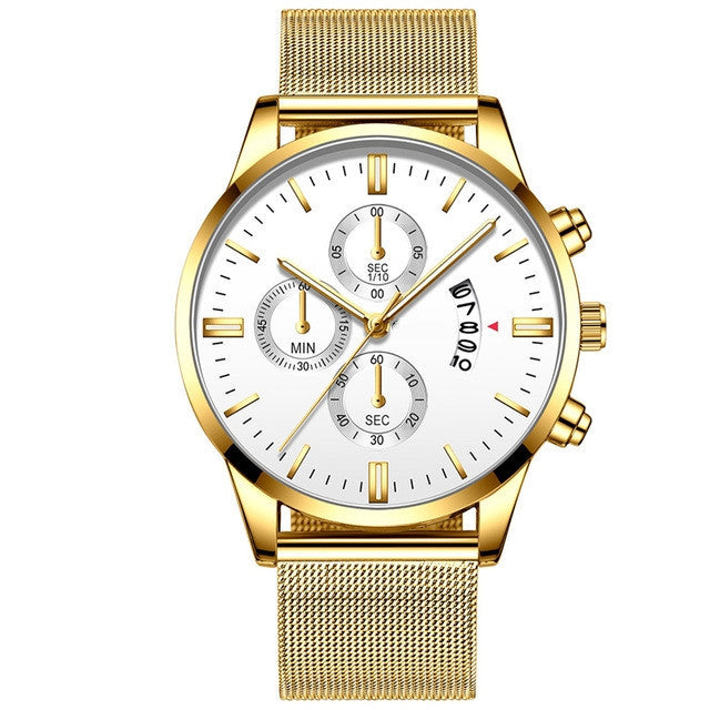 Men's Business Luxury Watches For Men Mesh Band Quartz Watch
